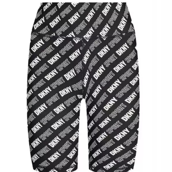 DKNY Sport Womens Logo Print High Waist Active Yoga Bike Shorts - Picture 2 of 16